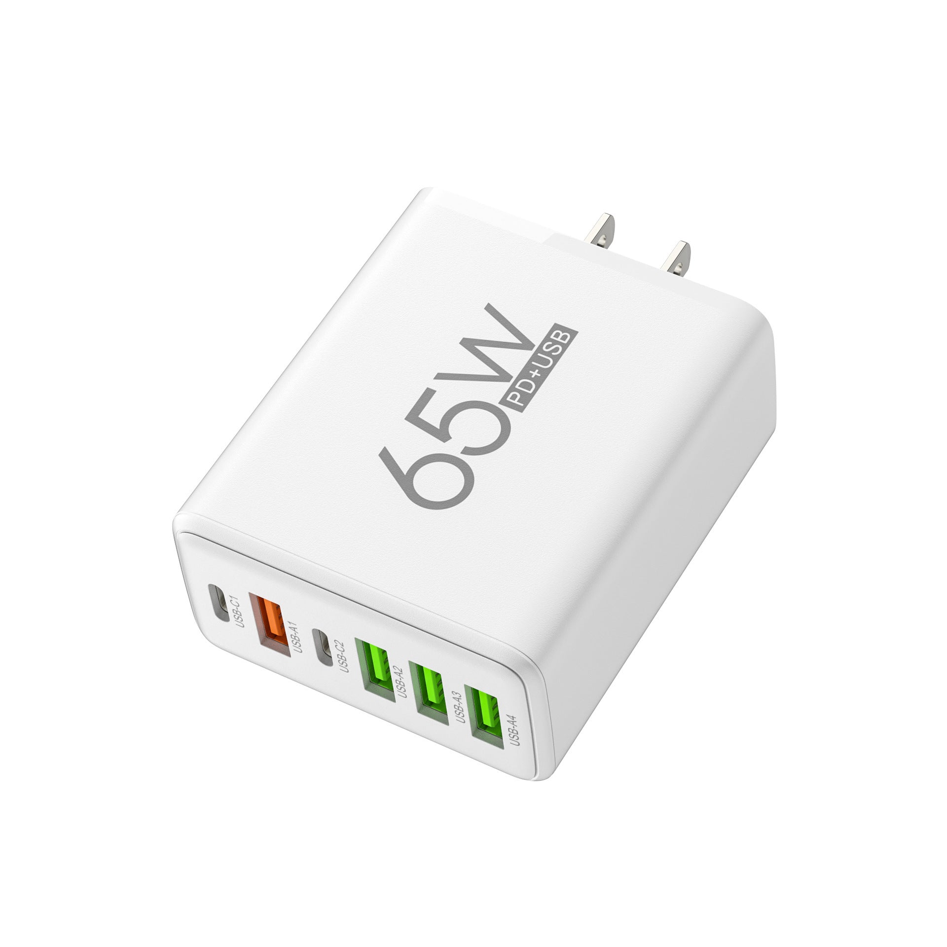 65W Multi-port Fast Charging Plug 2PD 4U Mobile Phone Travel Charger Adapter