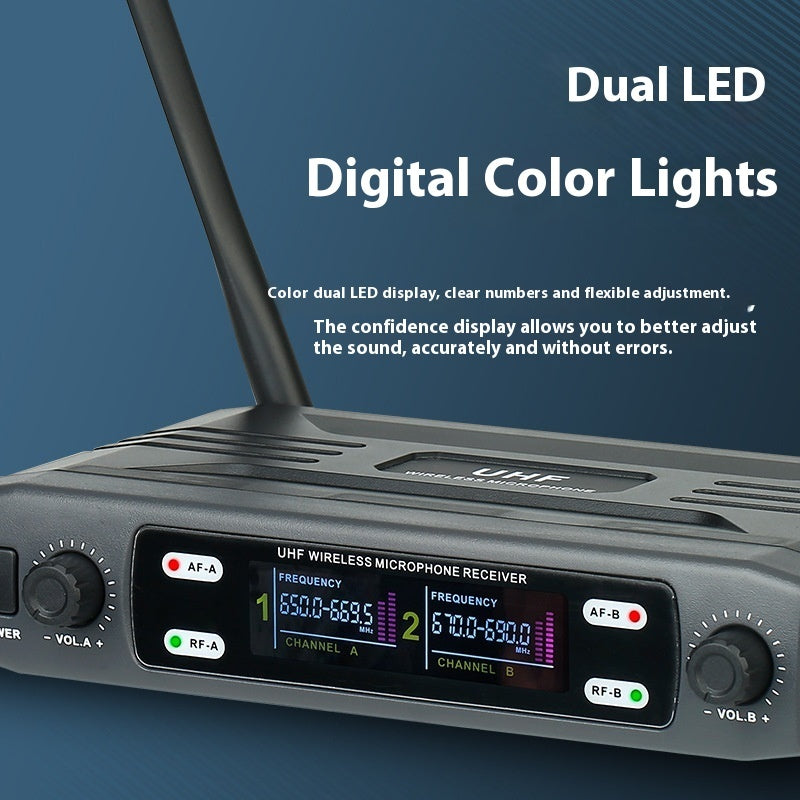 Home Karaoke Microphone New VHF One-to-two Wireless Microphone