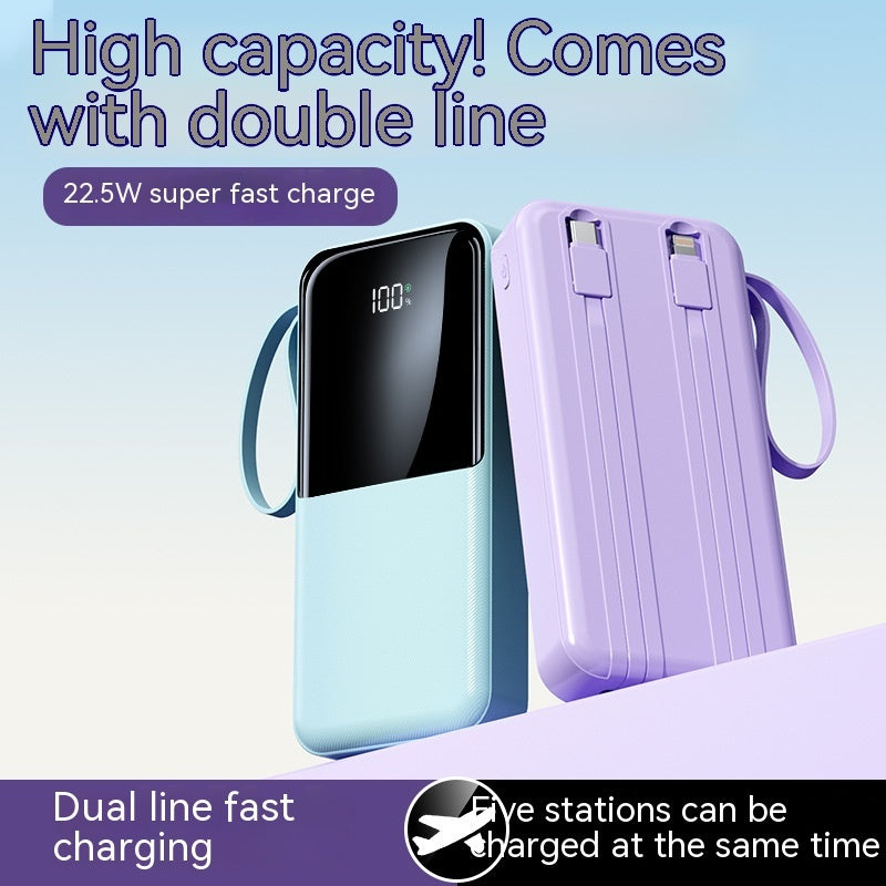 Fast Charge With Cable 20000mAh Large Capacity Ultra-thin Portable Mobile Power Pack