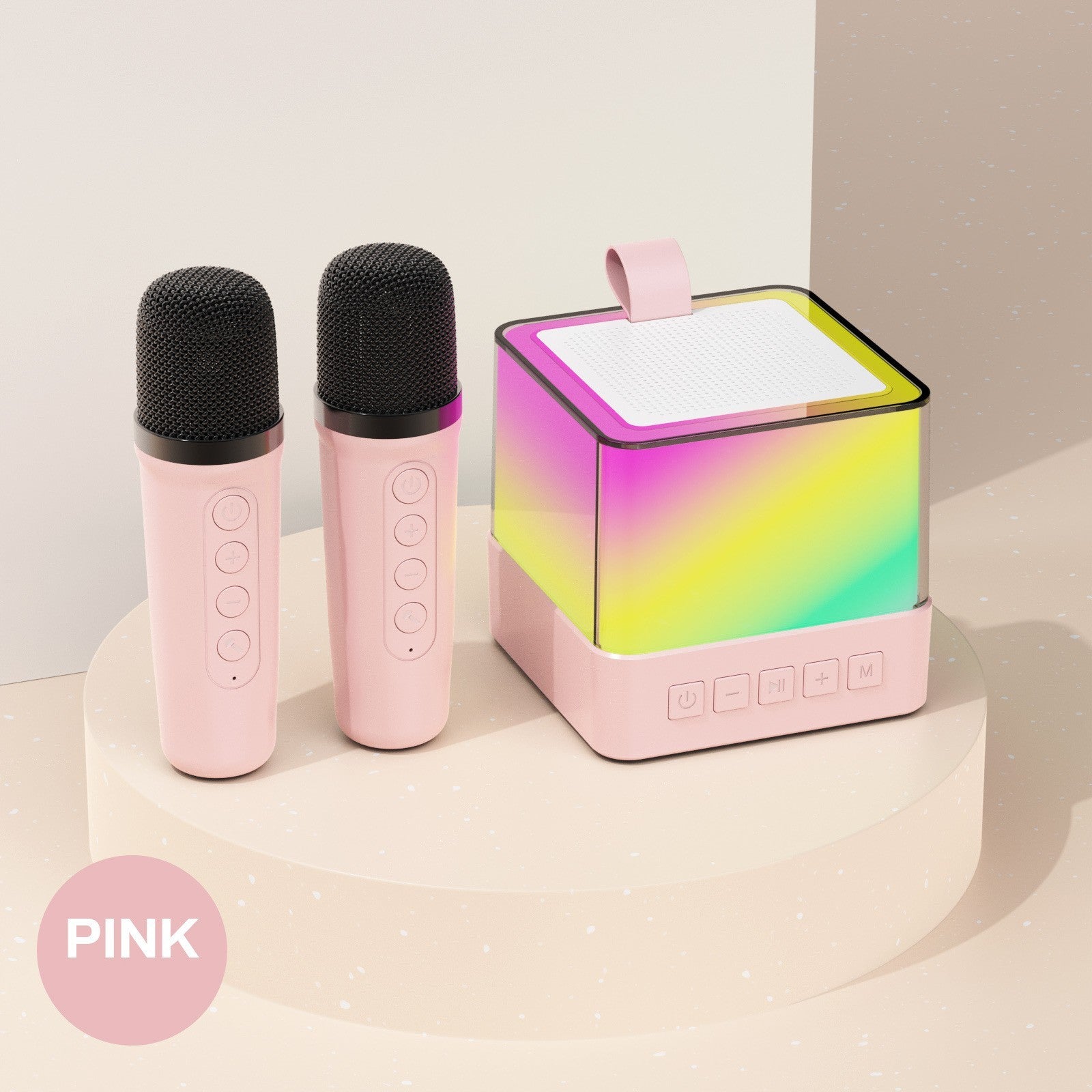 Wireless Bluetooth Speaker Family KTV Colorful Light Microphone