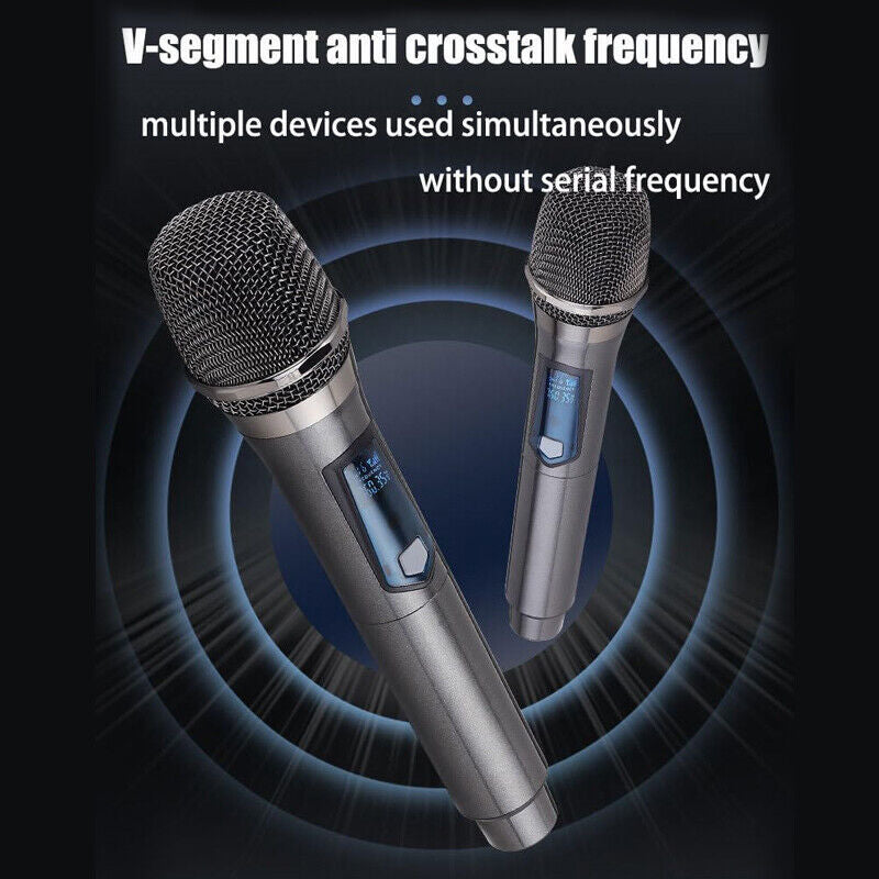 2X Wireless Microphone UHF Professional Handheld Mic System Receiver For Karaoke