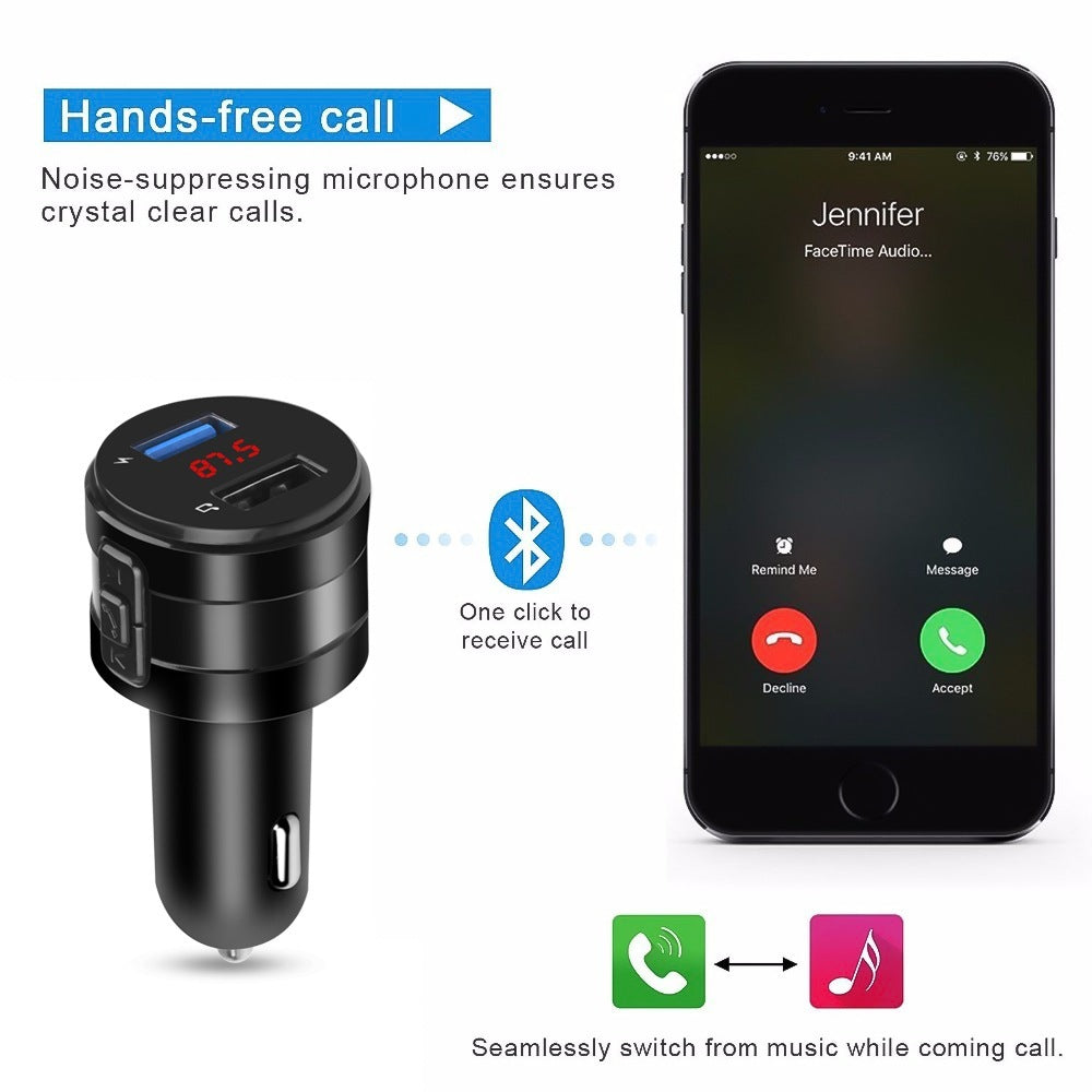 Car Bluetooth hands-free car FM transmitter