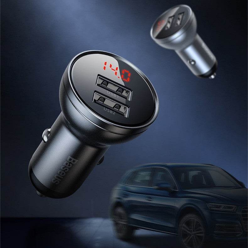 Metal Digital Display Dual USB Car Charger