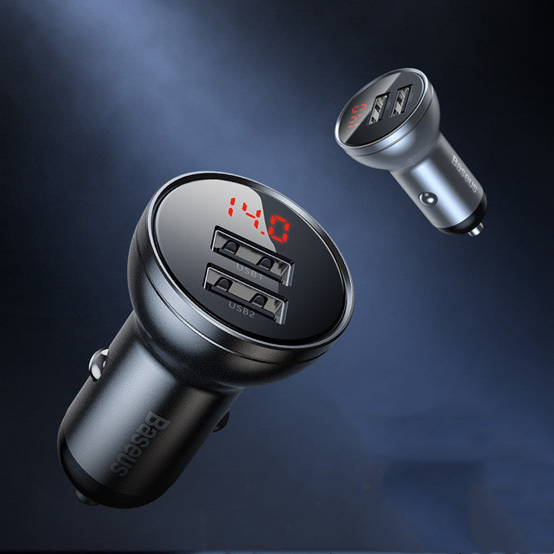 Metal Digital Display Dual USB Car Charger