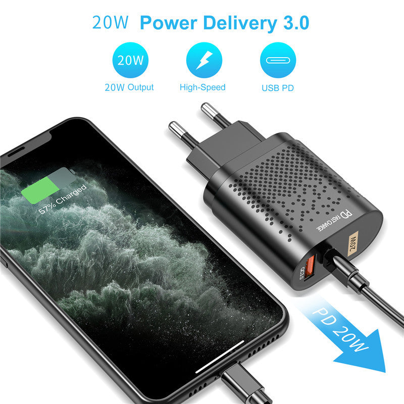 Compatible with Apple, Suitable For Iphone Android 20w Dual Port Fast Charging Charging Head