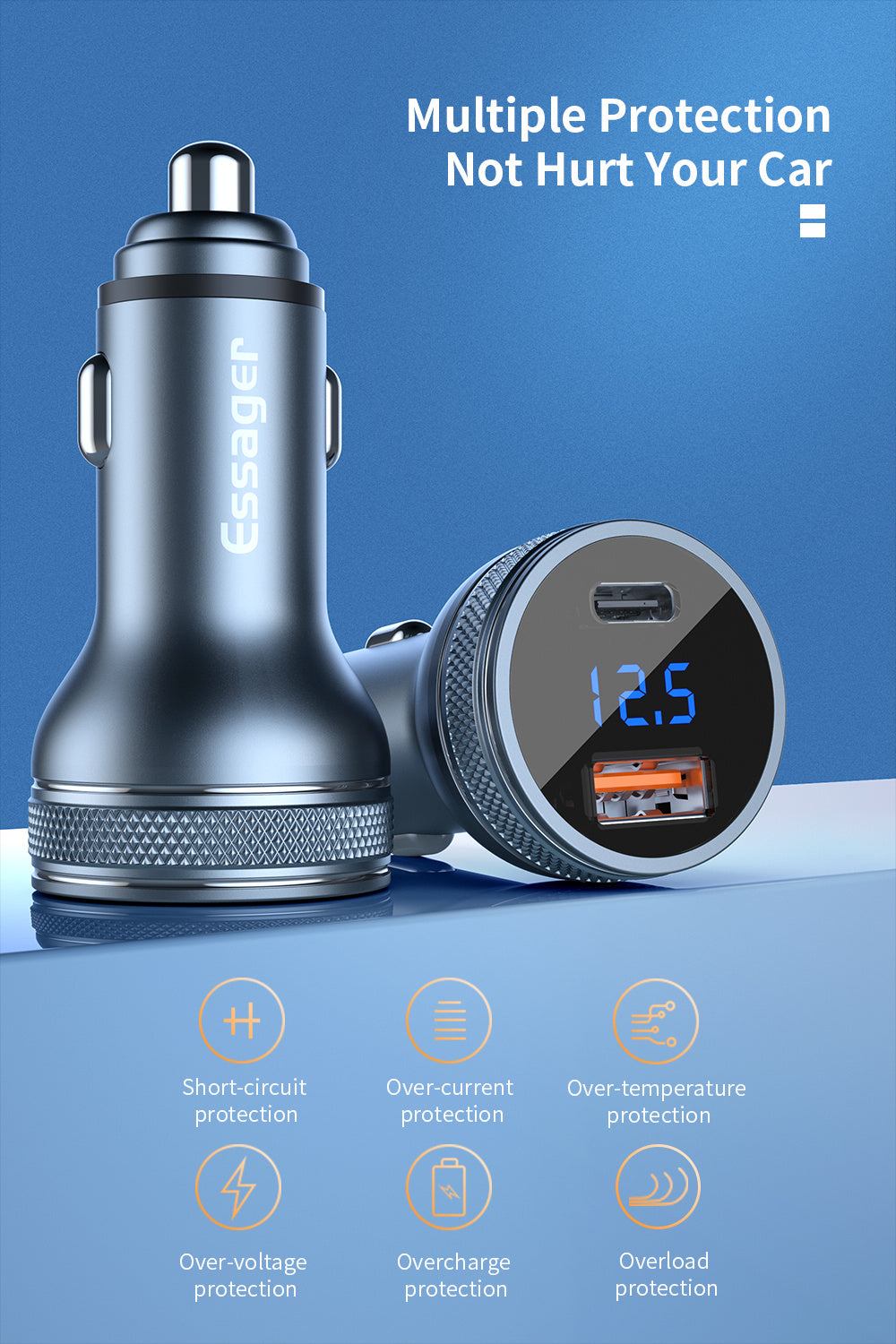 Simple Metal Multi-Function Car Fast Charging