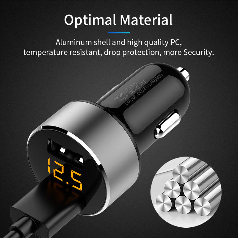 Dual Port Smart Digital Display For Car Charger