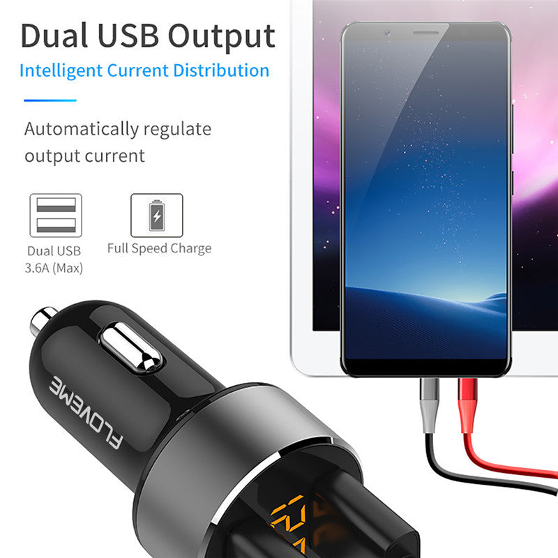 Dual Port Smart Digital Display For Car Charger