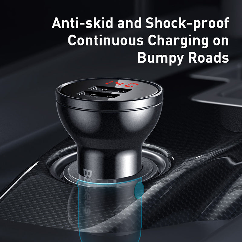Metal digital display dual USB car charger