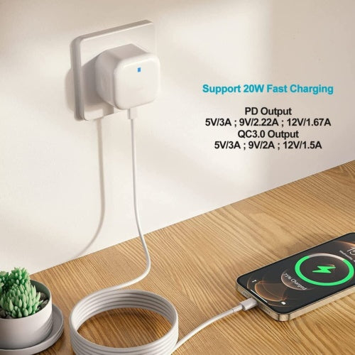 For 14 13 12 11 Pro XR XS Fast Charging 20W USB-C PD Plug Charger Cable