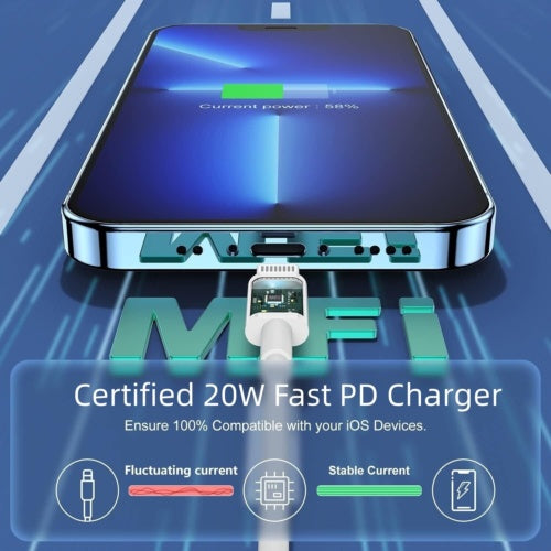 For 14 13 12 11 Pro XR XS Fast Charging 20W USB-C PD Plug Charger Cable