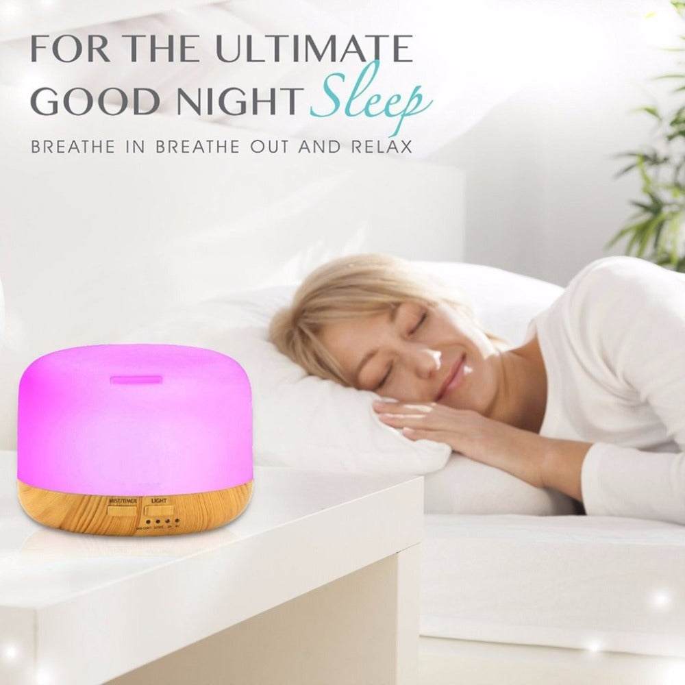 Wood Grain Remote Control Humidifier LED Aroma Lamp