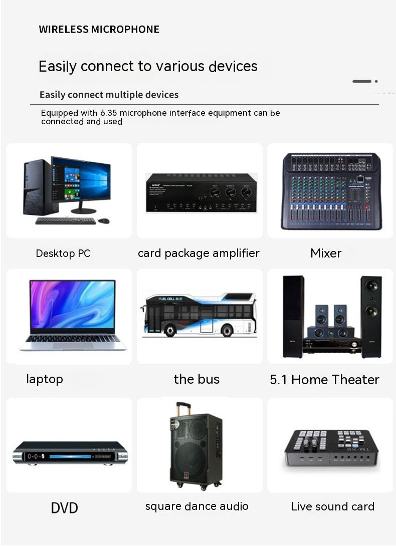 Household Wireless One-drag Two Moving Coil Microphone