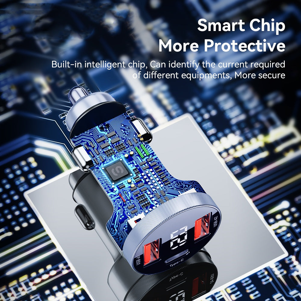 Aluminum Alloy Digital Display Car Charger Cigarette Lighter