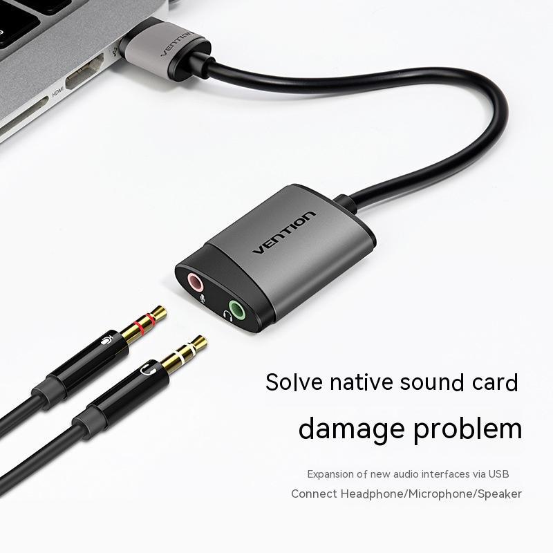 USB External Sound Card Metal Gray 0.15 Meters