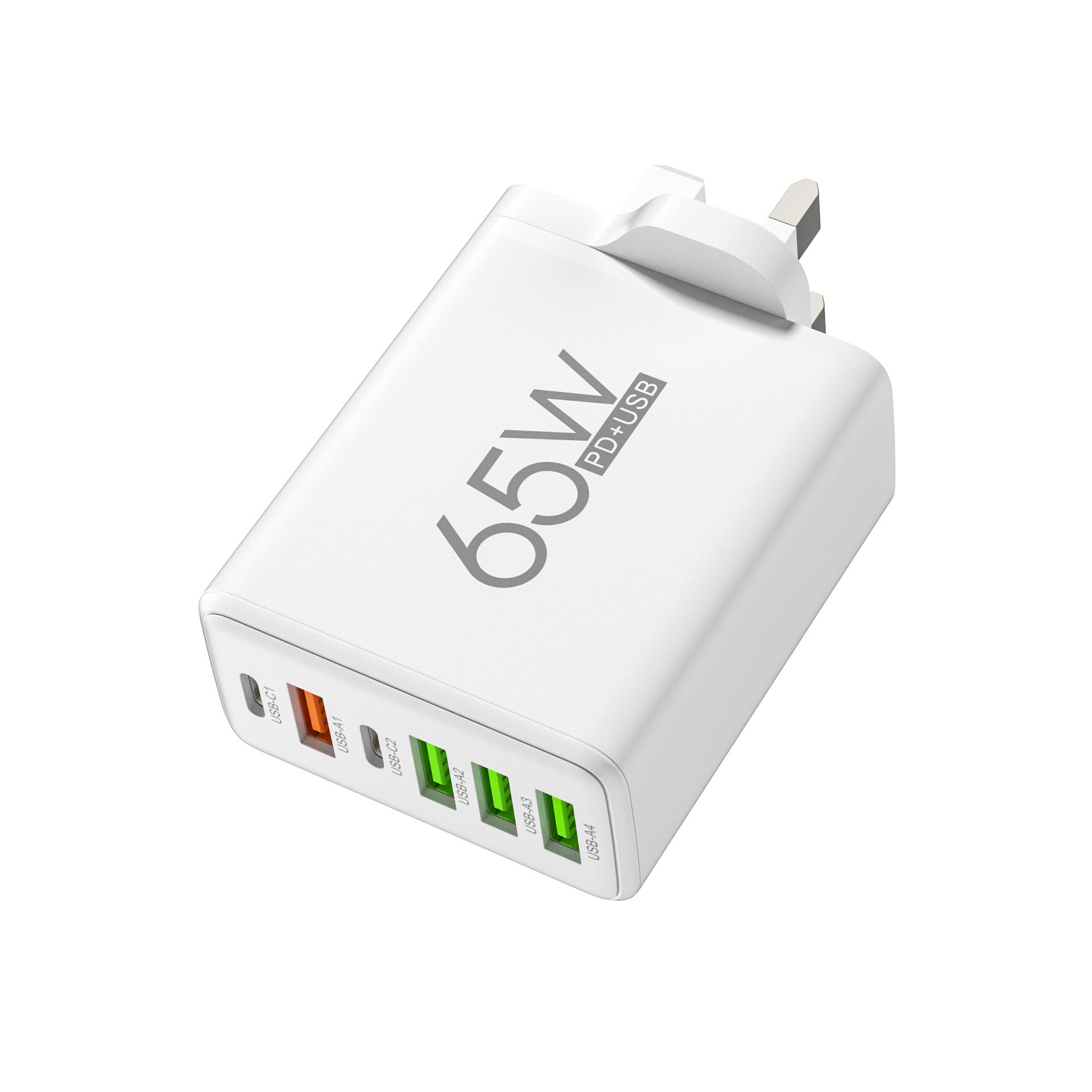 65W Multi-port Fast Charging Plug 2PD 4U Mobile Phone Travel Charger Adapter