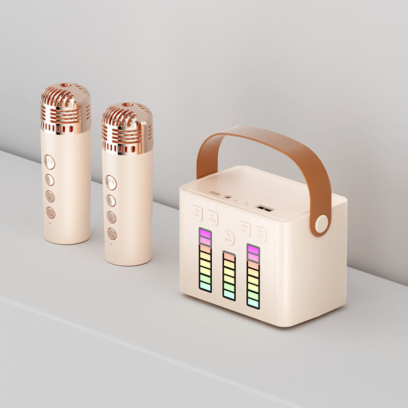 Wireless Bluetooth Speaker Family KTV Colorful Light Microphone