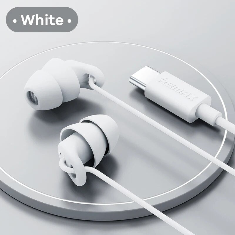 Remax Soft Sleep Earphones Wired Noise Cancelling In-Ear Anti-noise Type C 3.5mm Earphone Wired For Mobile Phone Earplugs Mini