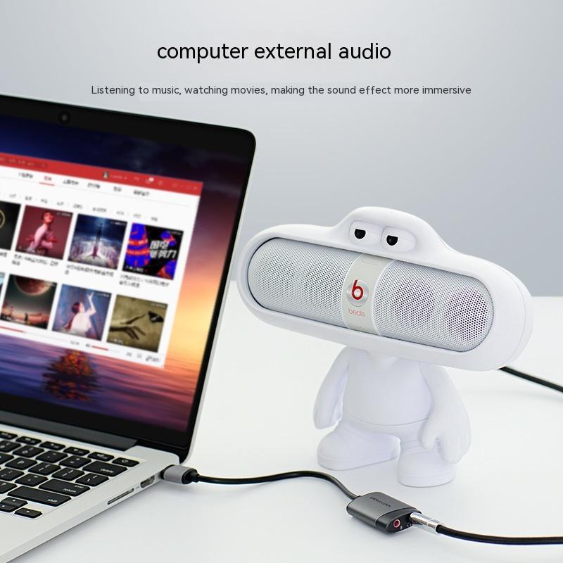 USB External Sound Card Metal Gray 0.15 Meters