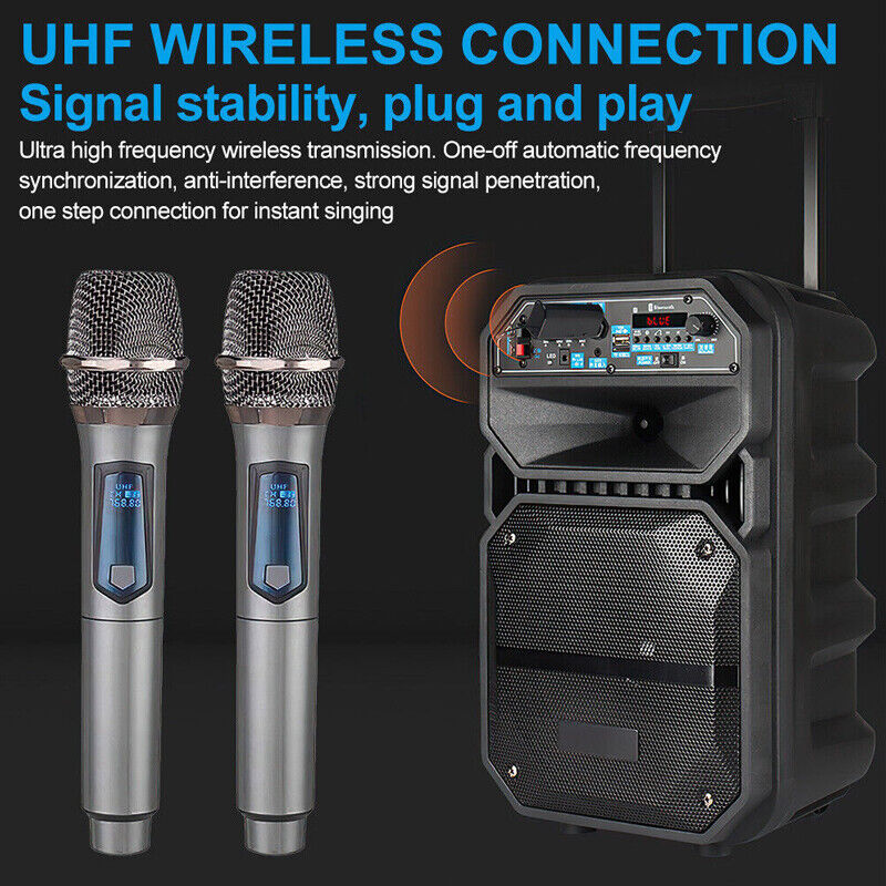 2X Wireless Microphone UHF Professional Handheld Mic System Receiver For Karaoke