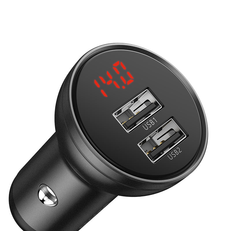 Metal digital display dual USB car charger