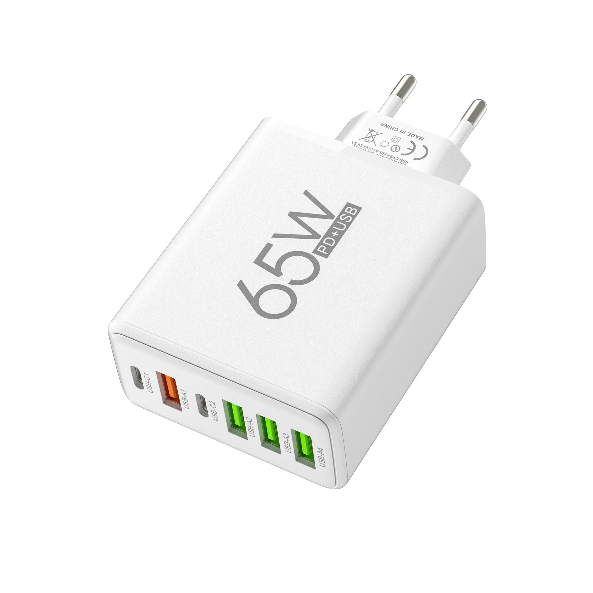 65W Multi-port Fast Charging Plug 2PD 4U Mobile Phone Travel Charger Adapter