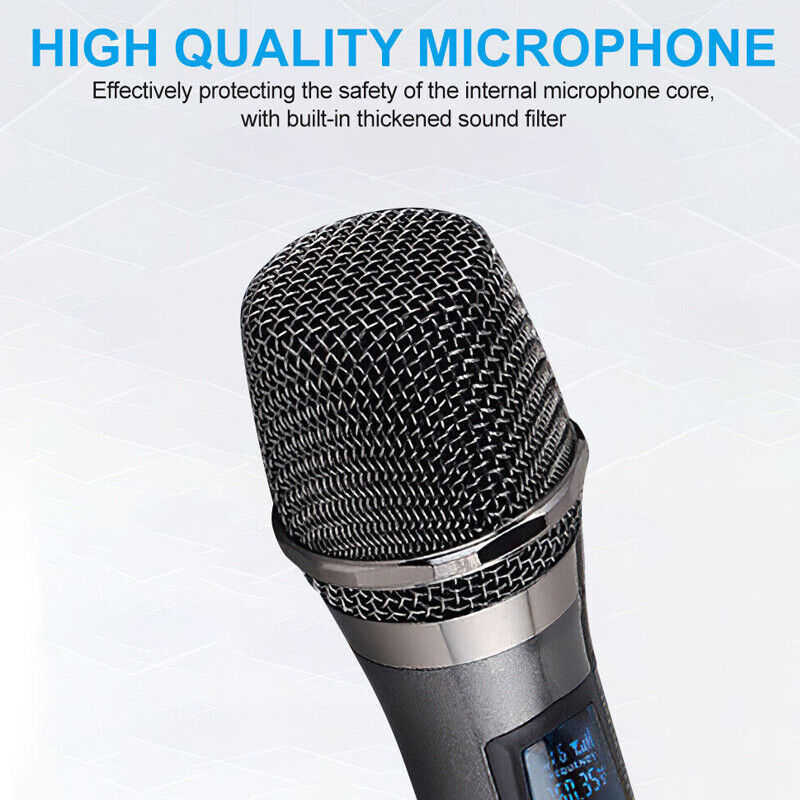 2X Wireless Microphone UHF Professional Handheld Mic System Receiver For Karaoke