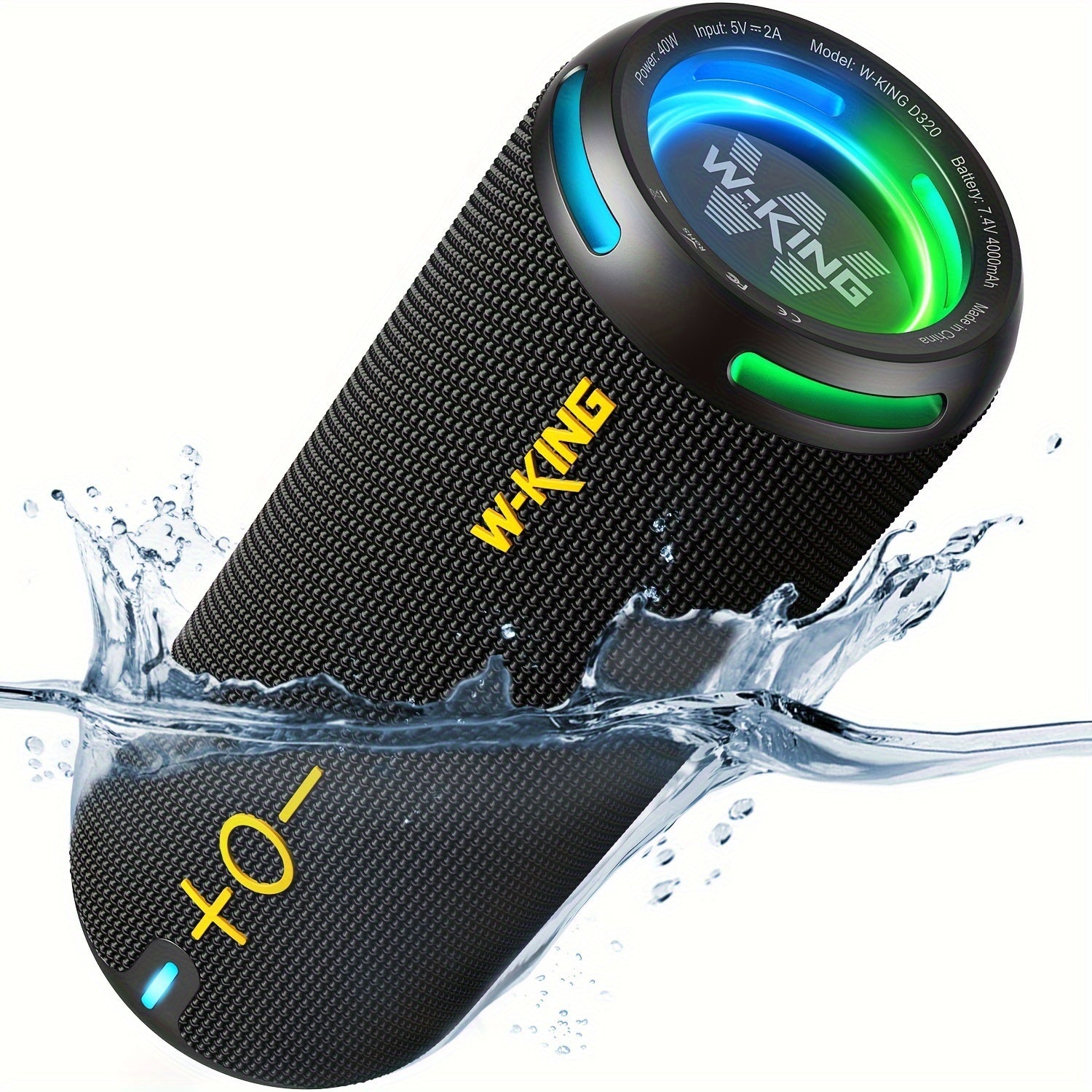 W KING 40W Portable Speaker  IP67 Waterproof  APP Control High-Quality Audio TF Or AUX  Dynamic Lights For Party  Outdoor  Shower