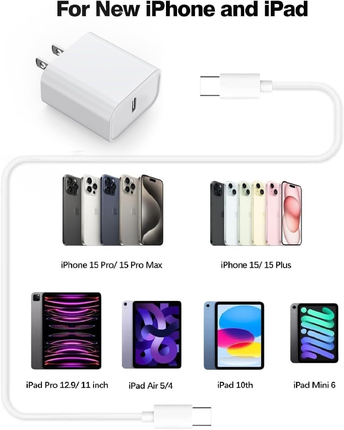 Phone Charger, Cube Phone Charger Travel 2Pack 6FT Lightning Cable Cord Quick Fast Charging Cord USB Wall Chargers Travel Plug Adapter For Phone 14 13 12 11 10 X 8 Plus XR XS Max 7 SE IPad, Airpods