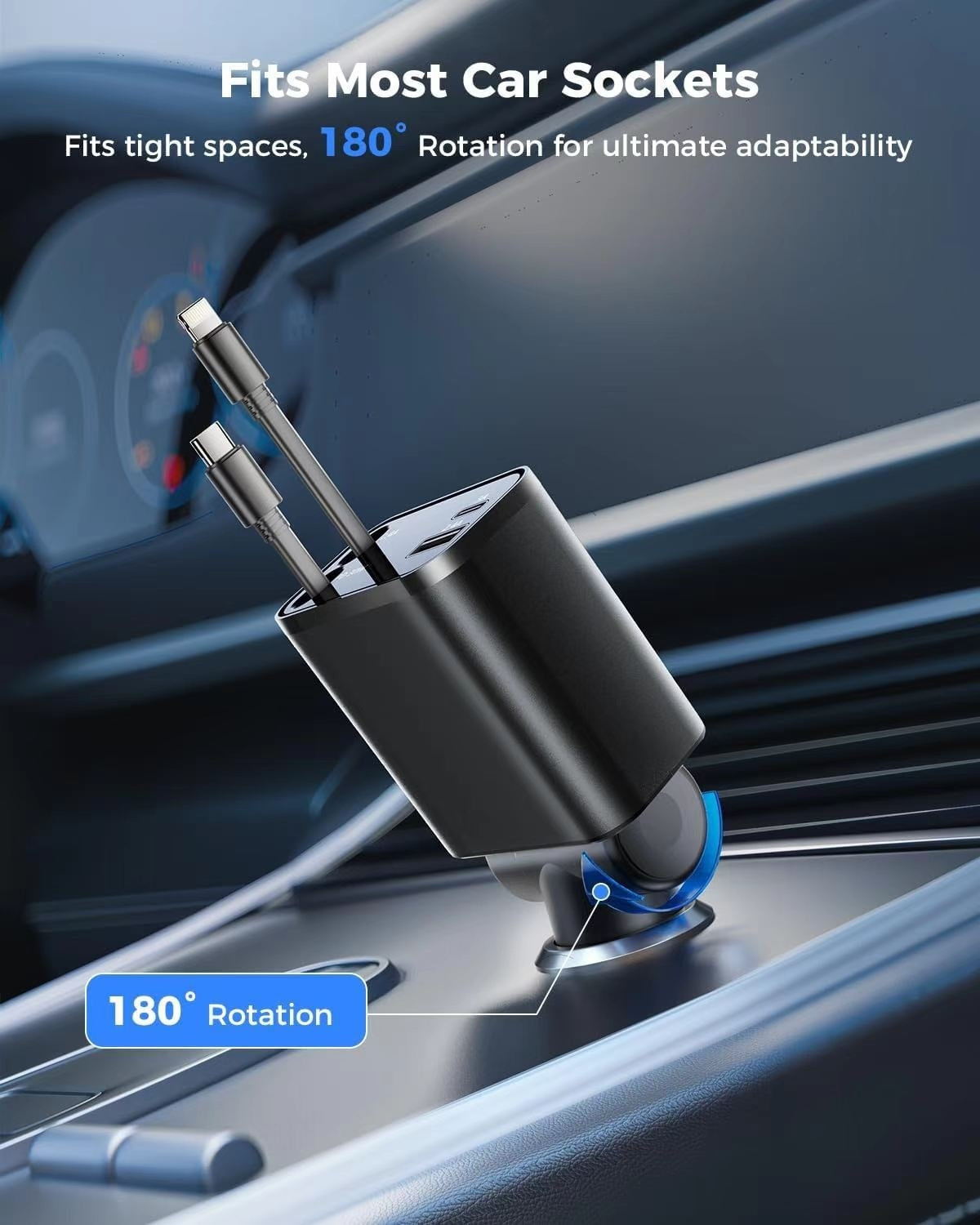 Alloy Flexible Wire Car Charger 120W Four-in-one Super Fast Charge