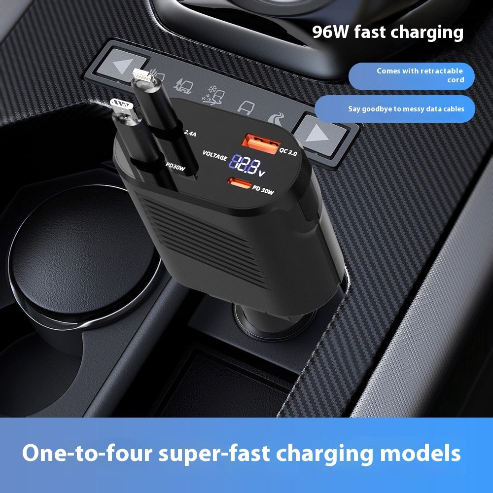 Alloy Flexible Wire Car Charger 120W Four-in-one Super Fast Charge