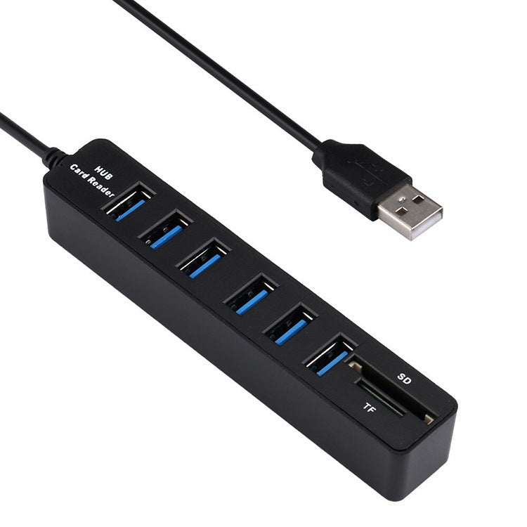 6-port USB 2.0 HUB Splitter SD TF Card Reader