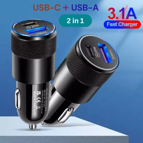 Auto Ladegerat USB Typ C USB-C 3-1 Ladeadapter KFZ Zigarettenanzunder DE