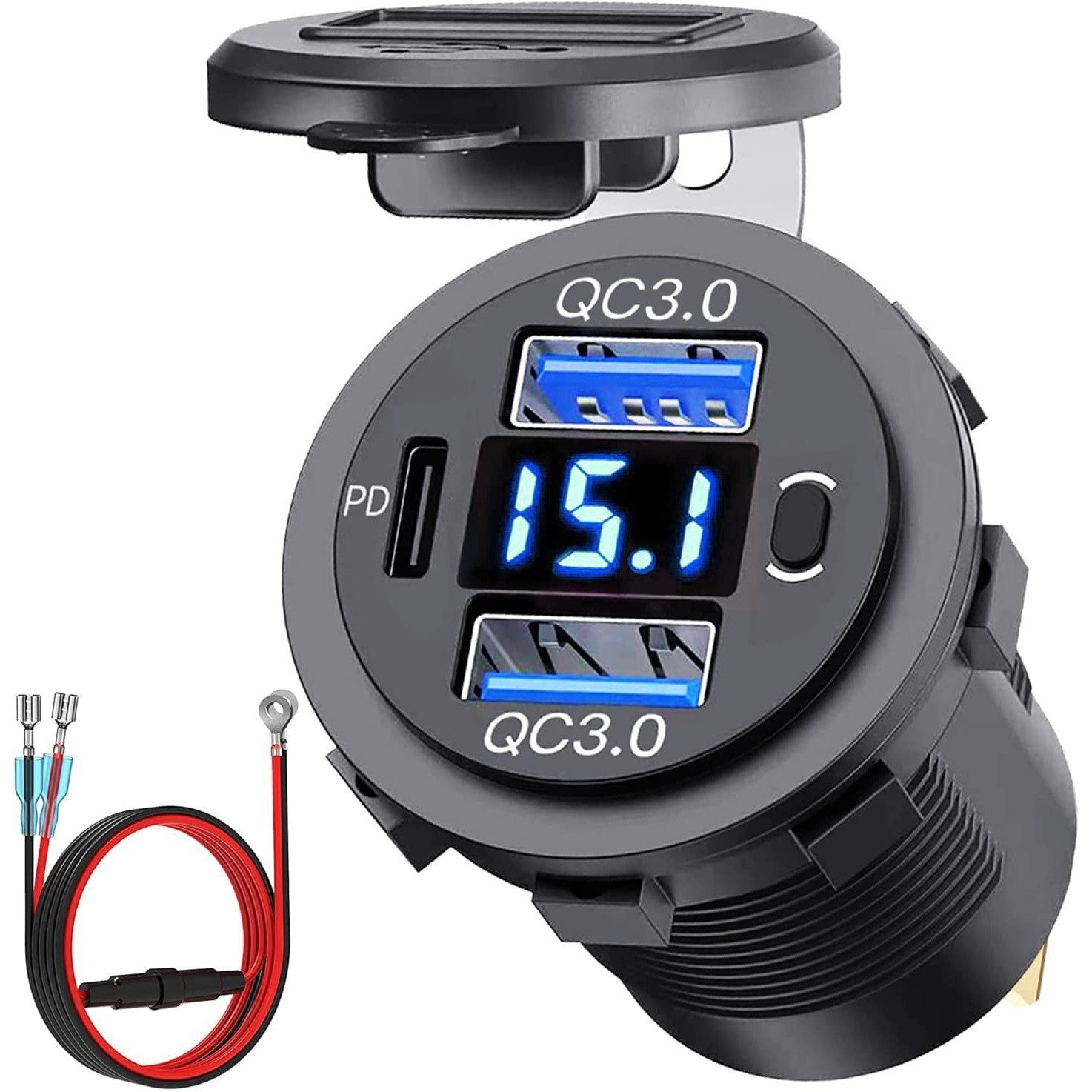 Modified Dual QC Car Phone Charger PD30 With Digital Display