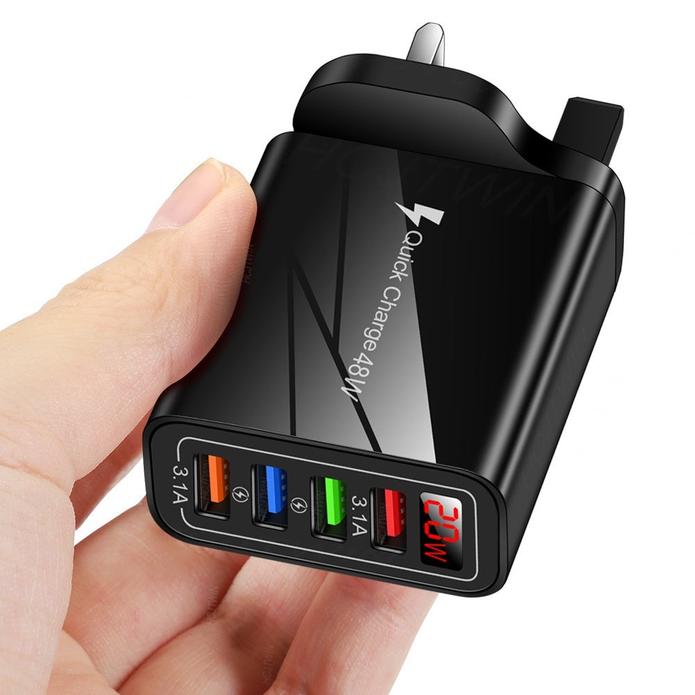 20W 4USB Digital Display Mobile Phone Charger With Display