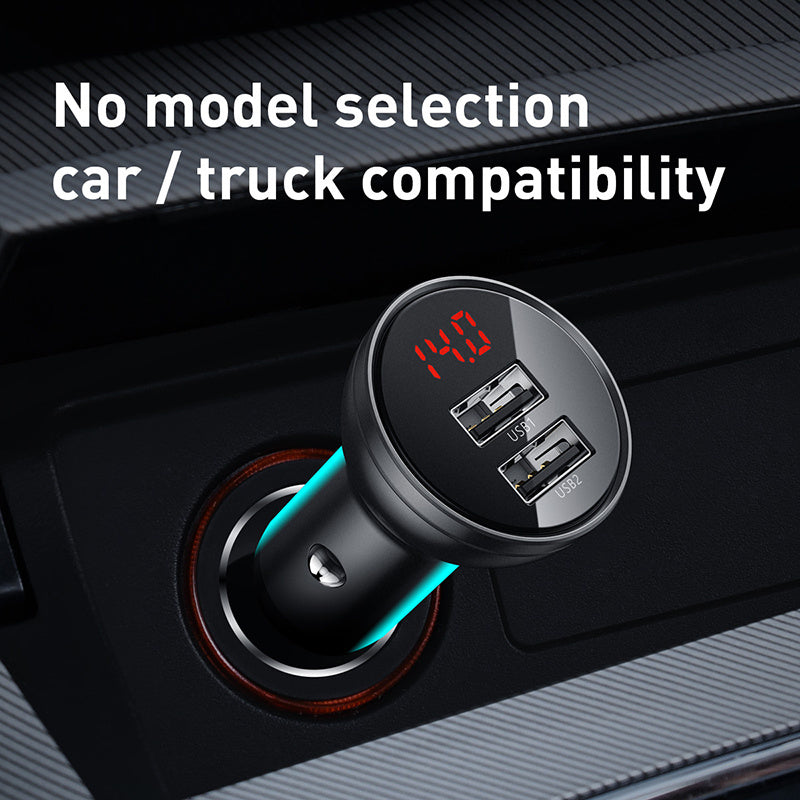 Metal digital display dual USB car charger