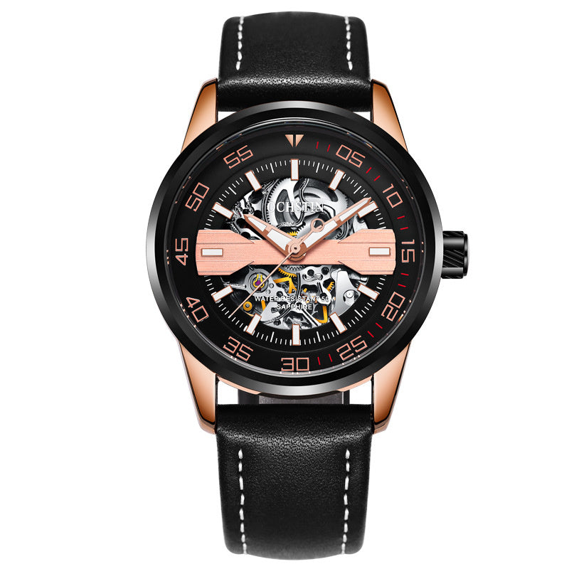 Hollow waterproof business automatic mechanical watch