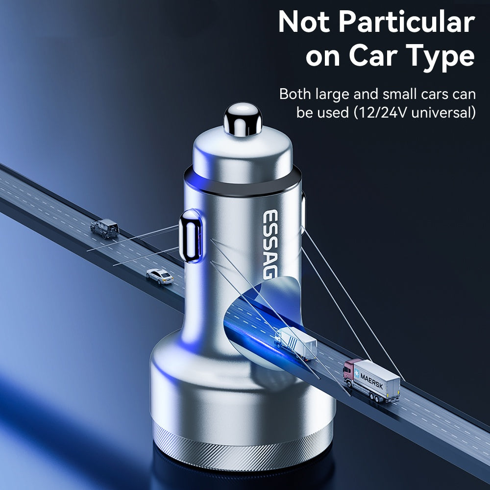 Aluminum Alloy Digital Display Car Charger Cigarette Lighter