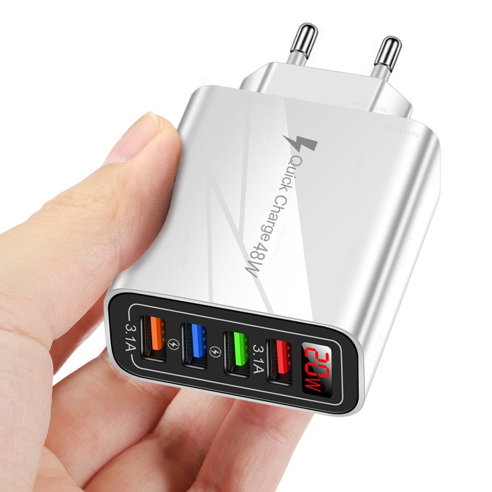 20W 4USB Digital Display Mobile Phone Charger With Display