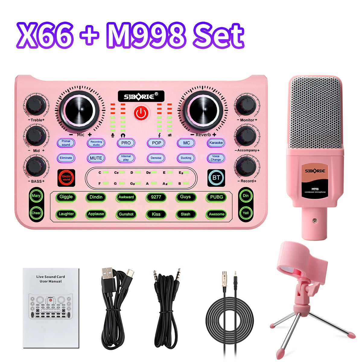 Version X66 M998 Sound Card For Live Show KTV Microphone Full Set