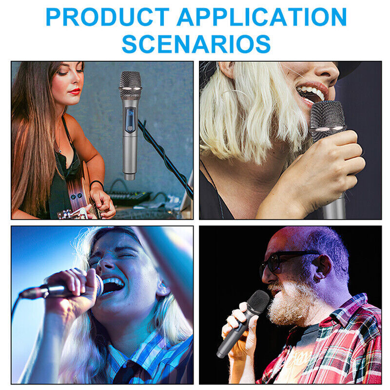 2X Wireless Microphone UHF Professional Handheld Mic System Receiver For Karaoke