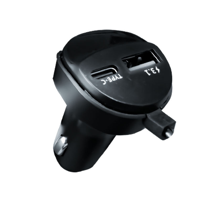 Three-in-one Telescopic Charging Cable Fast Charging With Voltage Display Car Cigarette Lighter