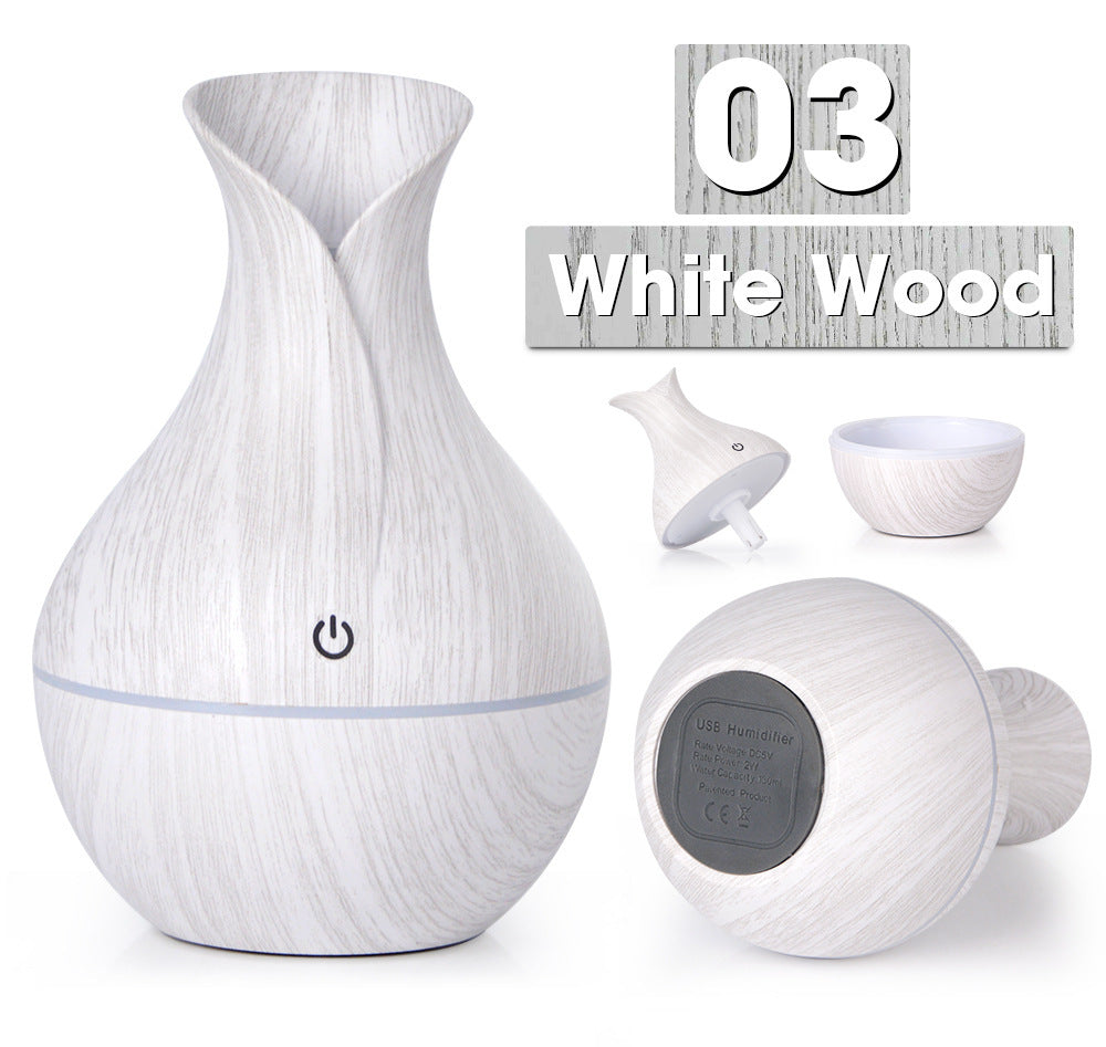 USB Wood Grain Mushroom Humidifier Household Mini Colorful Aroma Diffuser