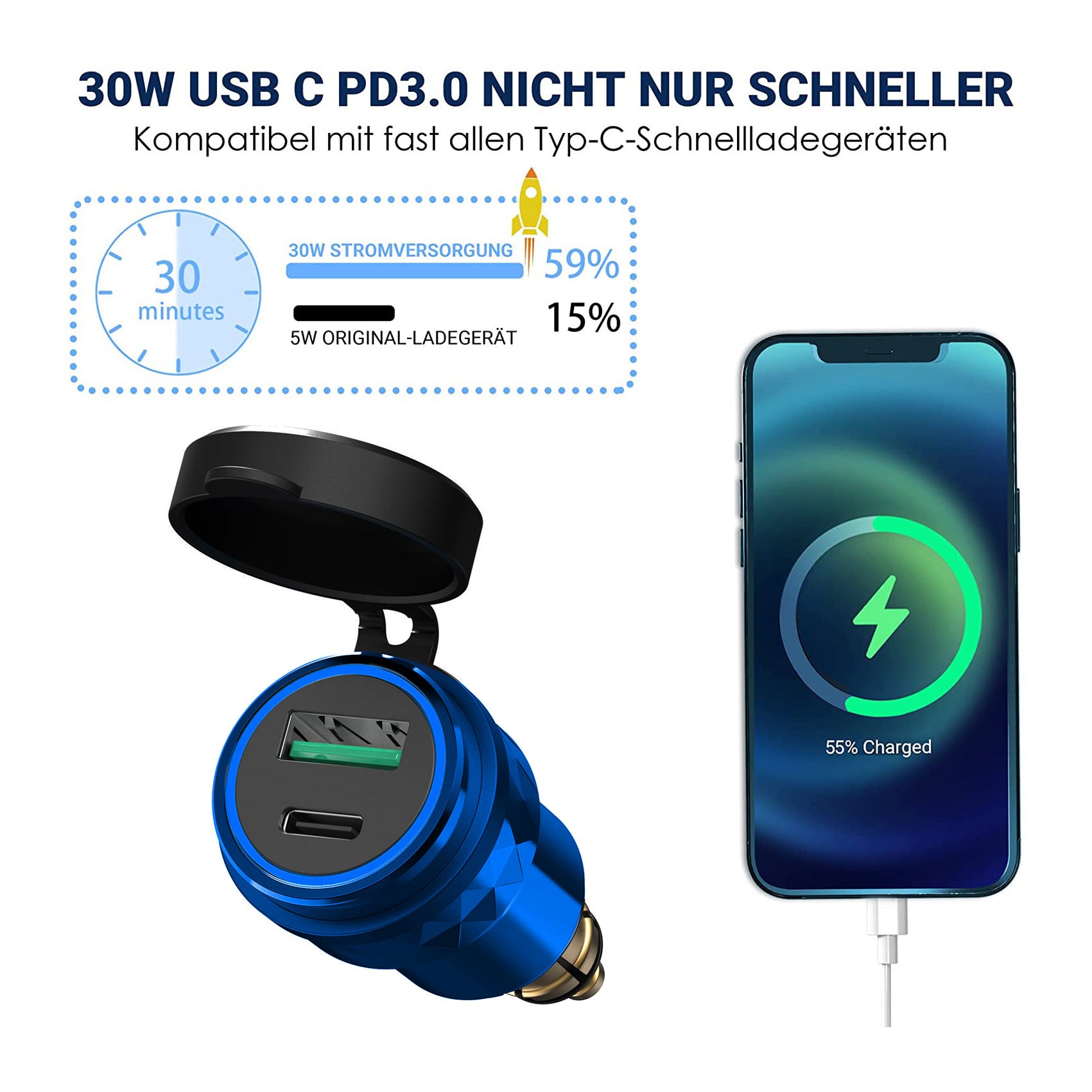 European Standard Small Caliber Cigarette Lighter USB Car Cellphone Charger