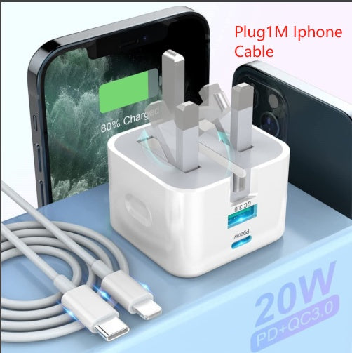 For 14 13 12 11 Pro XR XS Fast Charging 20W USB-C PD Plug Charger Cable