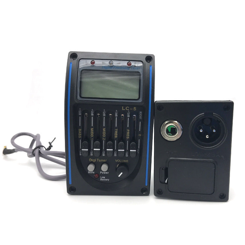 LC-5 Folk Acoustic Guitar Pickup 5-segment EQ Piezoelectric Pickup With Microphone Clapper Tuning Equalizer