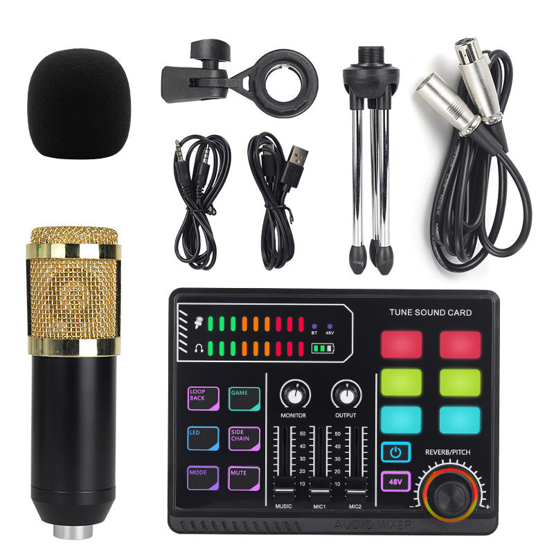 48v Large Shock Film English Sound Card Mobile Live Streaming Anchor Full Set Of Equipment