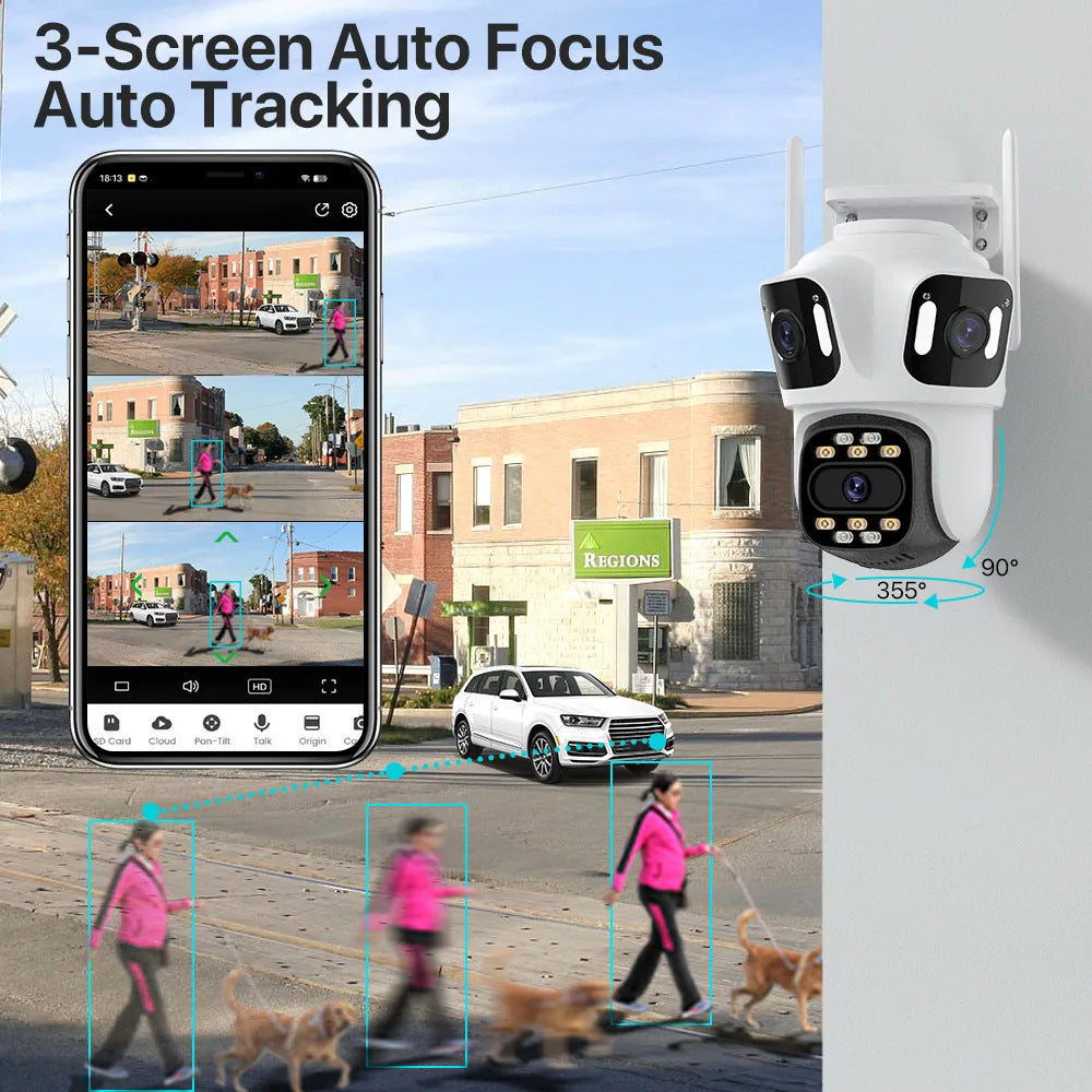 Three-screen 9MP Camera HD Night Vision