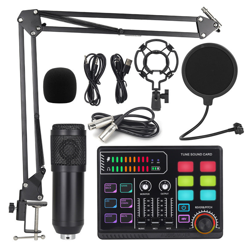 48v Large Shock Film English Sound Card Mobile Live Streaming Anchor Full Set Of Equipment