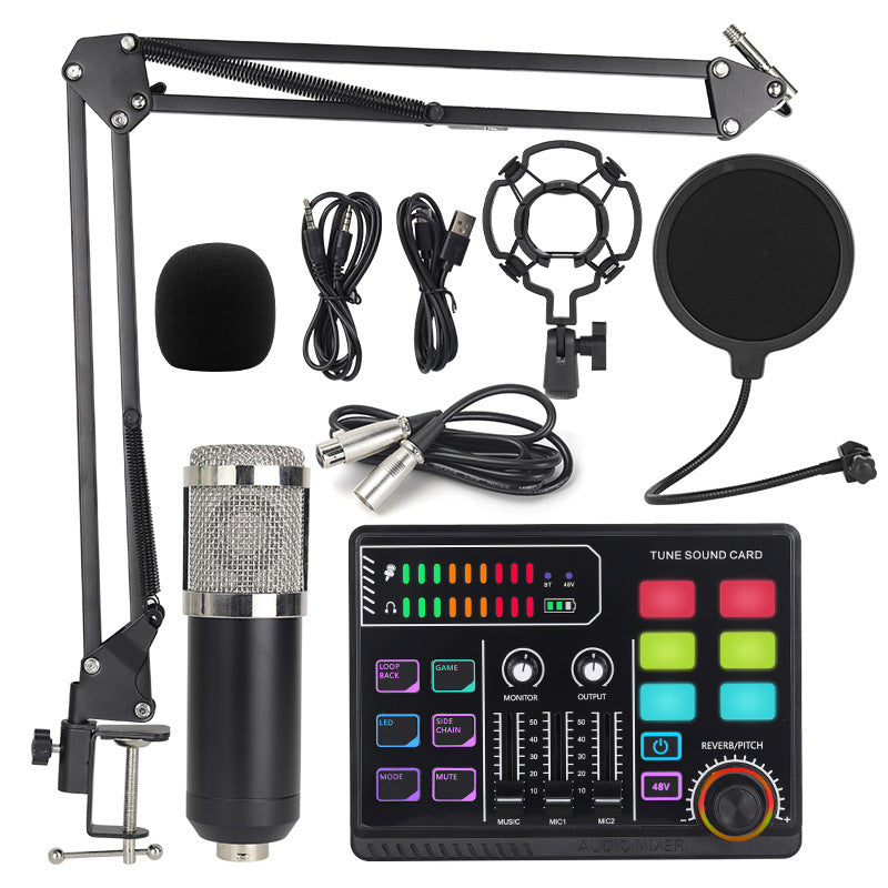 48v Large Shock Film English Sound Card Mobile Live Streaming Anchor Full Set Of Equipment